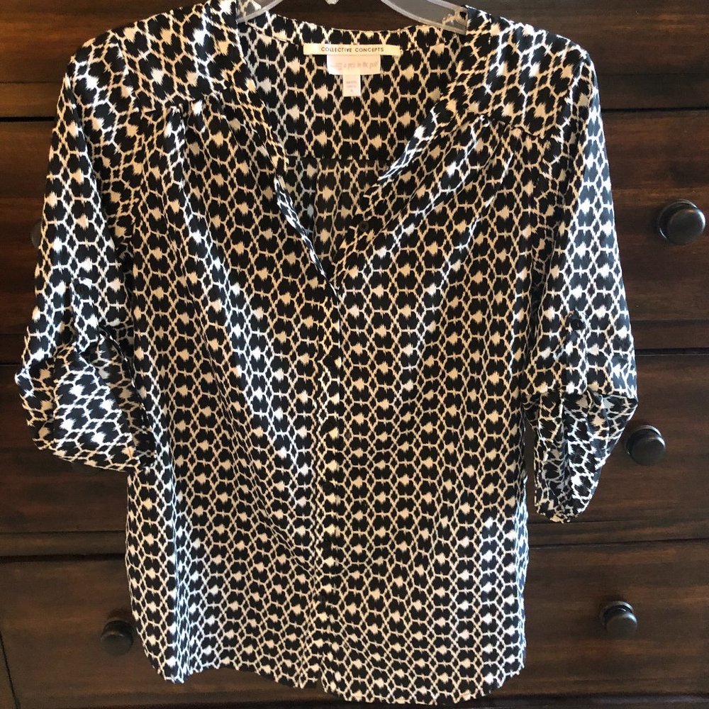 A Pea in the Pod Collective Concepts Maternity Black White Blouse Size Small